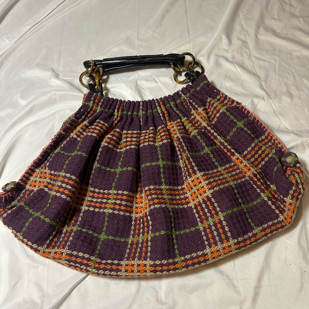 Women’s Oversized Bohemian Handbag Purse Cloth Plaid Unique Hippie - Picture 5 of 15